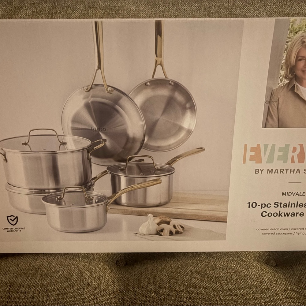 Martha Stewart Midvale 10-piece Stainless Steel Pots and Pans Cookware Set